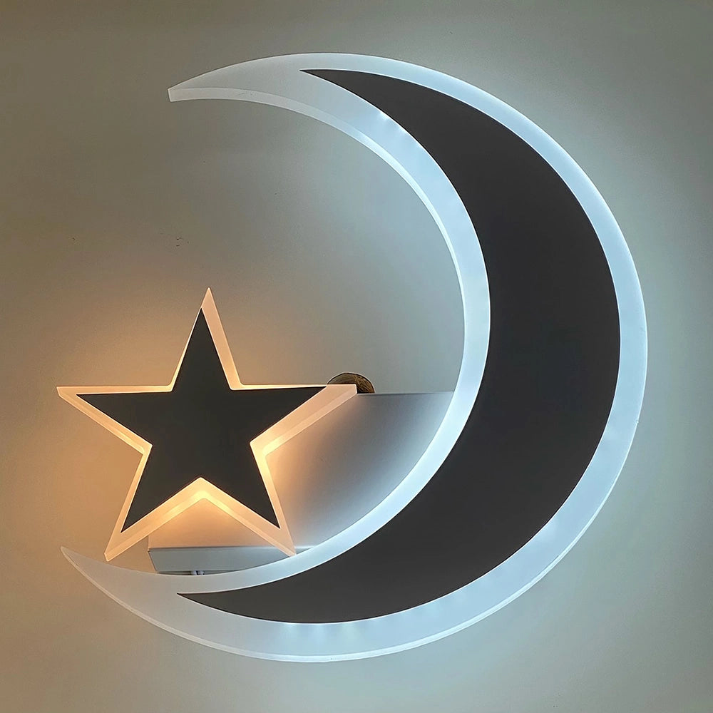 APPLIQUE LAMPADA DA PARETE A MURO MODERNA LED LUNA CON STELLA LUCE CALDA 3000K
