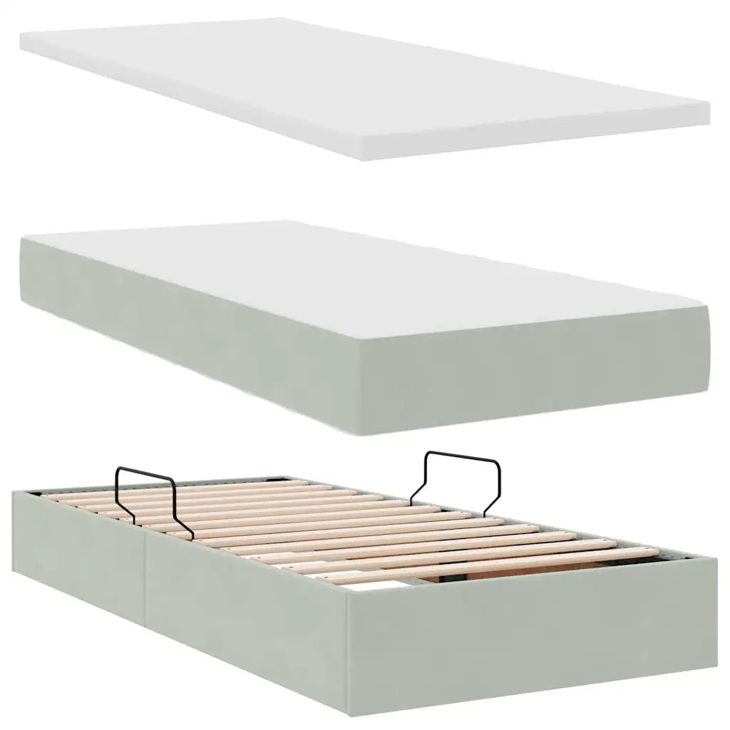 Letto con contenitore e LED Grigio chiaro 100 x 200 cm Velluto 3372585
