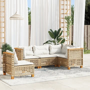 Set Divano da Giardino 5 pz con Cuscini Beige in Polyrattan 3261838