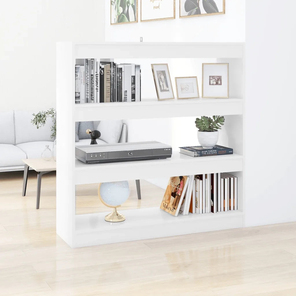 Libreria Divisorio-Scaffale per Libri-Mobile di Stoccaggio Bianco 100x30x103 cm