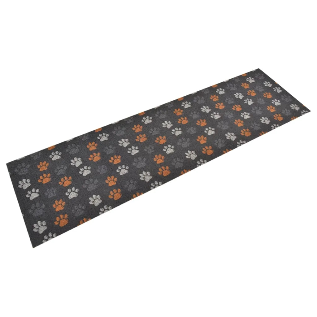 Tappetino da cucina lavabile con impronta di zampa 150 x 45 cm morbido antiscivolo piacevole al tatto velluto grigio 02_0046065