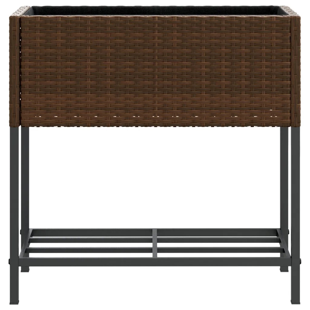 Fioriera da Giardino con Ripiano Marrone in Polyrattan 366388