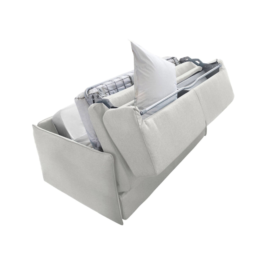 Verceia, Divano Letto 2 Posti Sfoderabile Made in Italy, 160x95 cm Grigio Chiaro
