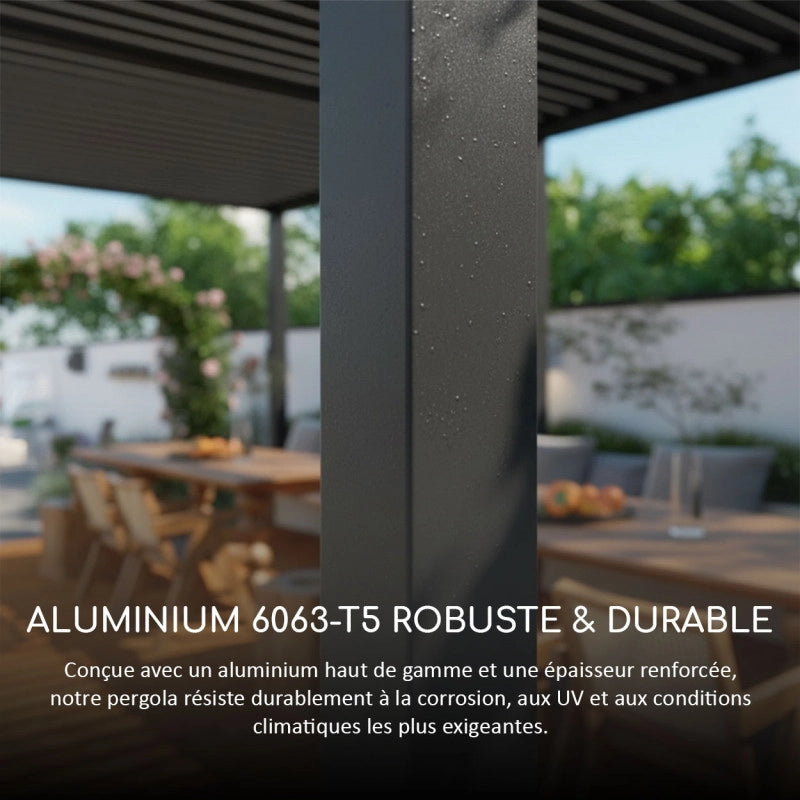 Pergola bioclimatica Ombréa addossata VS 3x3M Antracite + 1 tenda