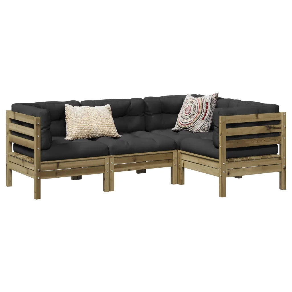 Set Divani da Giardino 4pz con Cuscini Legno Impregnato di Pino 3299418