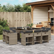 Set da Pranzo da Giardino 11pz con Cuscini in Polyrattan Grigio 3211208