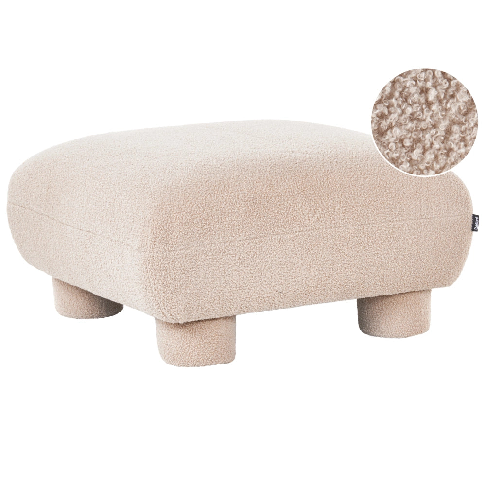 Pouf modulare singolo a profilo ribassato in tessuto bouclé beige