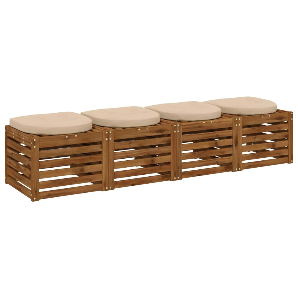 Cuscini per Sedia in 4 Pezzi 4 pz 100% Poliestere Crema 945321