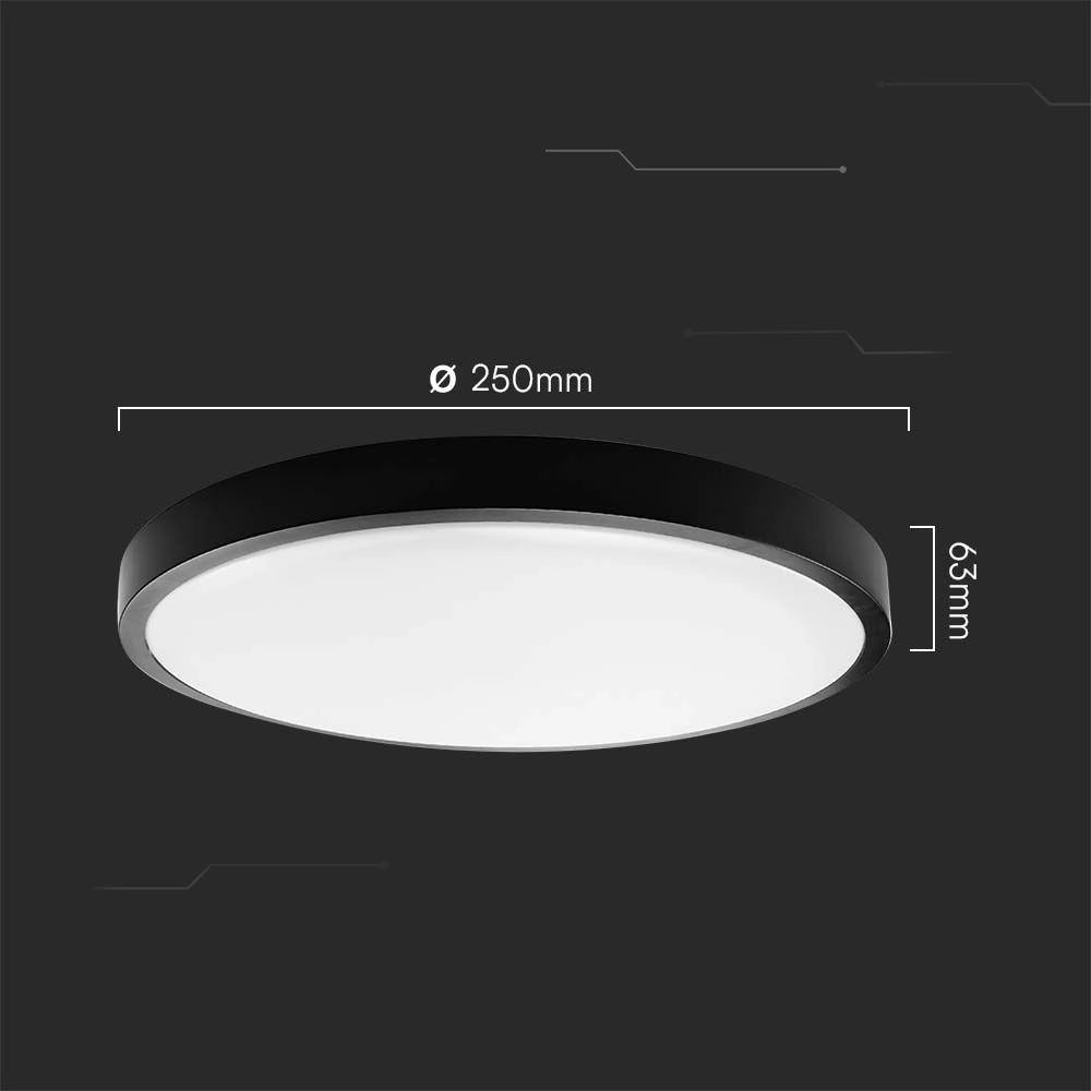 Plafoniera LED V-TAC 18W 25cm IP44 nera 4000K soffitto
