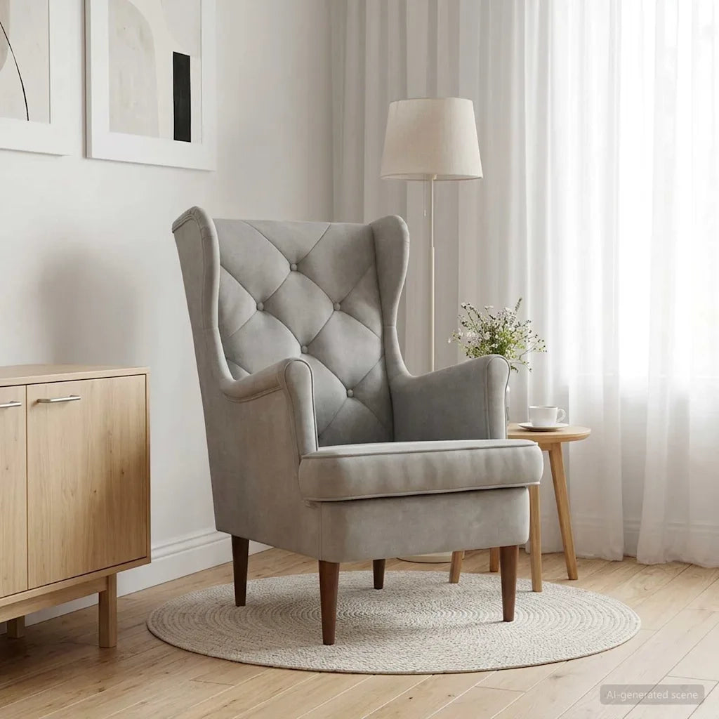 Poltrona Grigio Chiaro Velluto 42029907