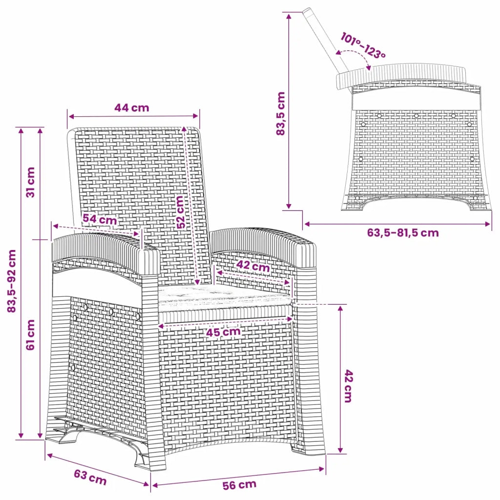 Sedia da giardino reclinabile effetto rattan 8012012