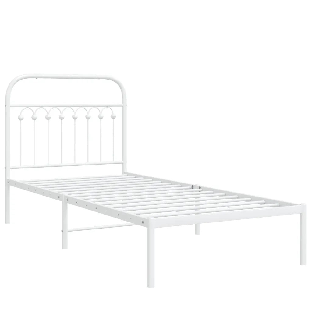 Giroletto con Testiera Metallo Bianco 90x190 cm 376641