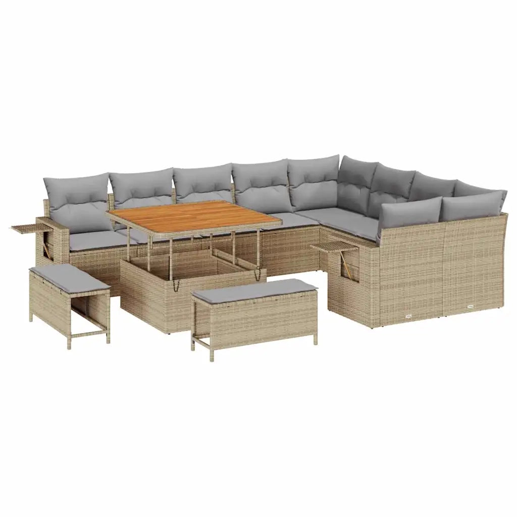 Set Divano da Giardino 12 pcs Beige e Grigio Chiaro polyrattan 3363727