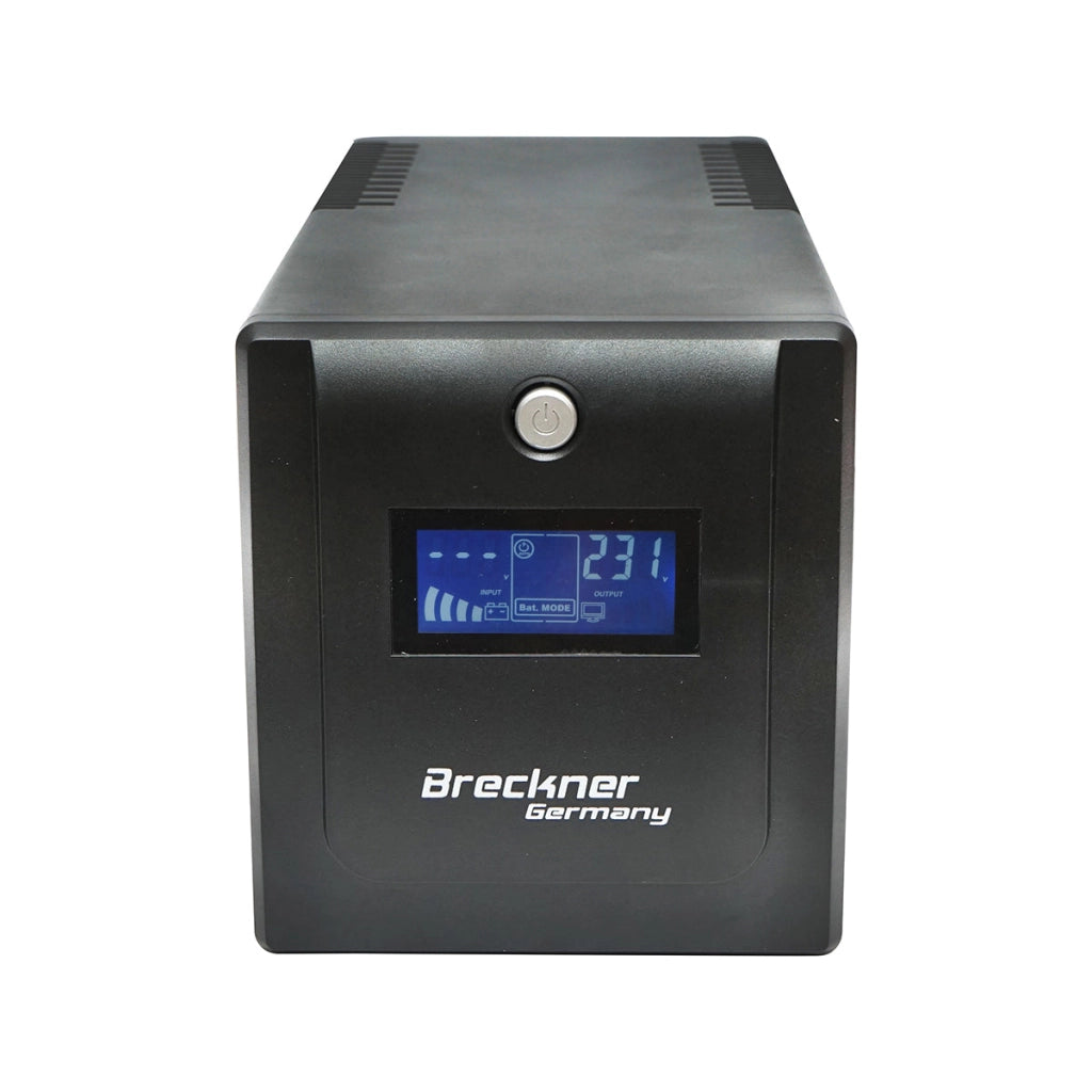 UPS 1000VA / 600W con batterie 2×7Ah, 4 prese Schuko, LCD, USB, AVR Breckner Germany