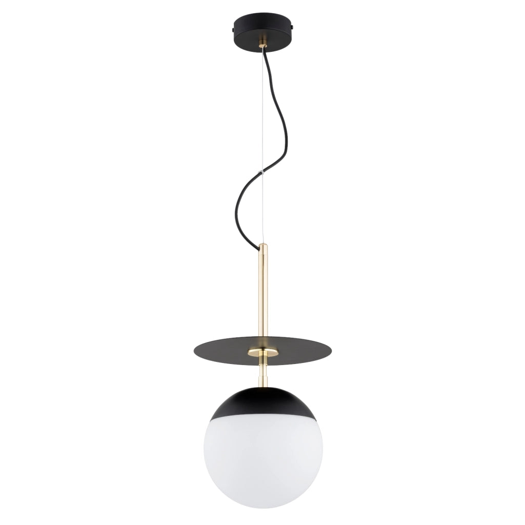 Lampada a sospensione QEENCY Alfa nero oro sfera E27