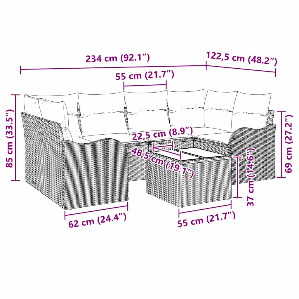 Set Divano da Giardino Marrone 55 x 55 x 37 cm polyrattan 3345598