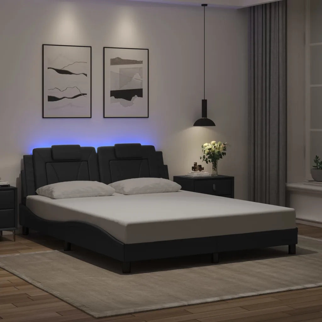 Giroletto Viana con LED senza Materasso Nero 160x200 cm