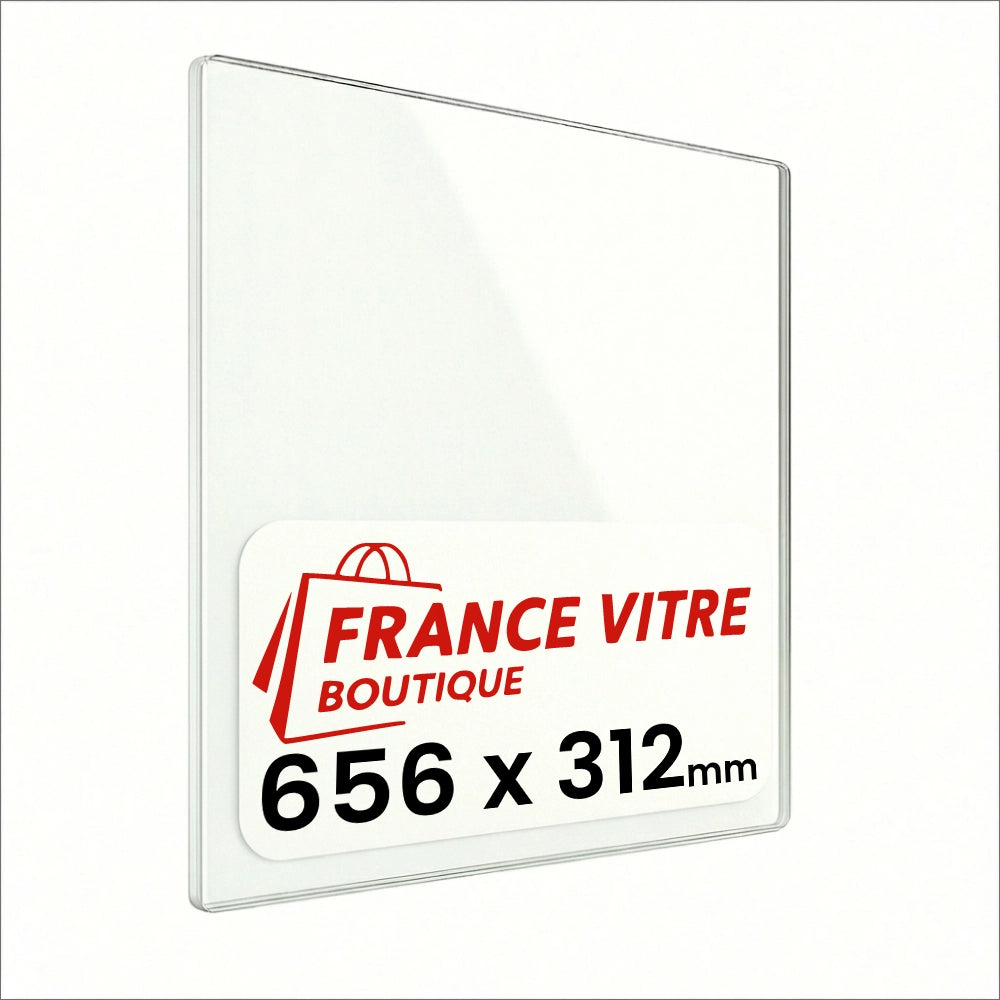 656 x 312 x 4 mm - Vetro per stufa a legna - vetro camino di ricambio - vetro per caminetto resistente al fuoco - France Vitre