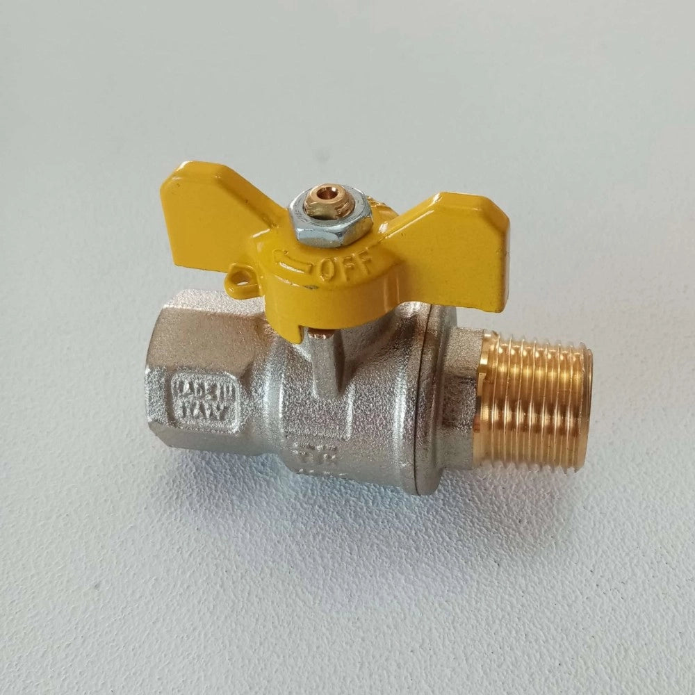 Tiemme 3/4 valvola a sfera saracinesca gas mf leva corta farfalla gialla