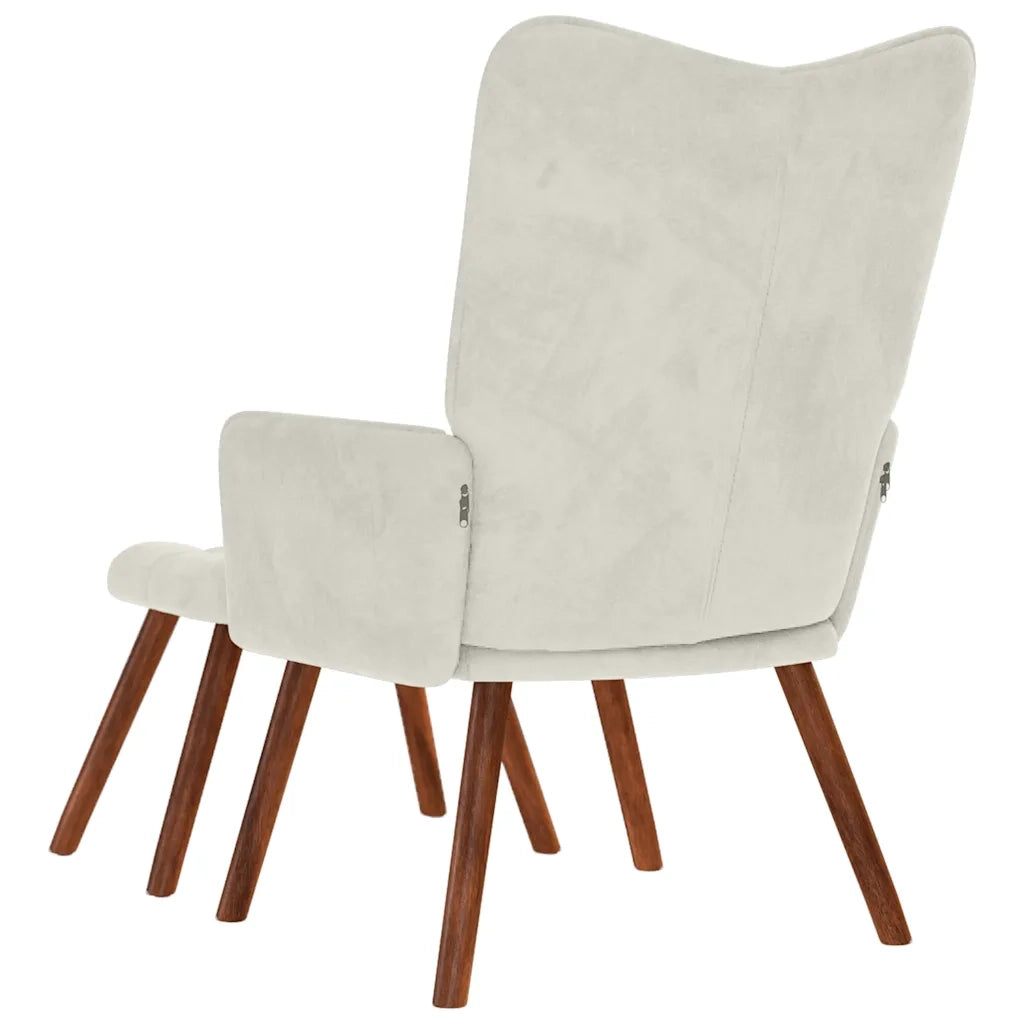 Poltrona Relax | Sedia Relax con Sgabello in Velluto Crema