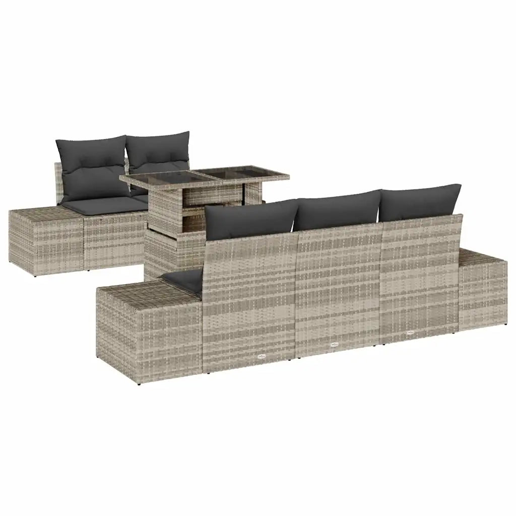 Set di divani con cuscino 6 pcs Grigio chiaro polyrattan 3349098