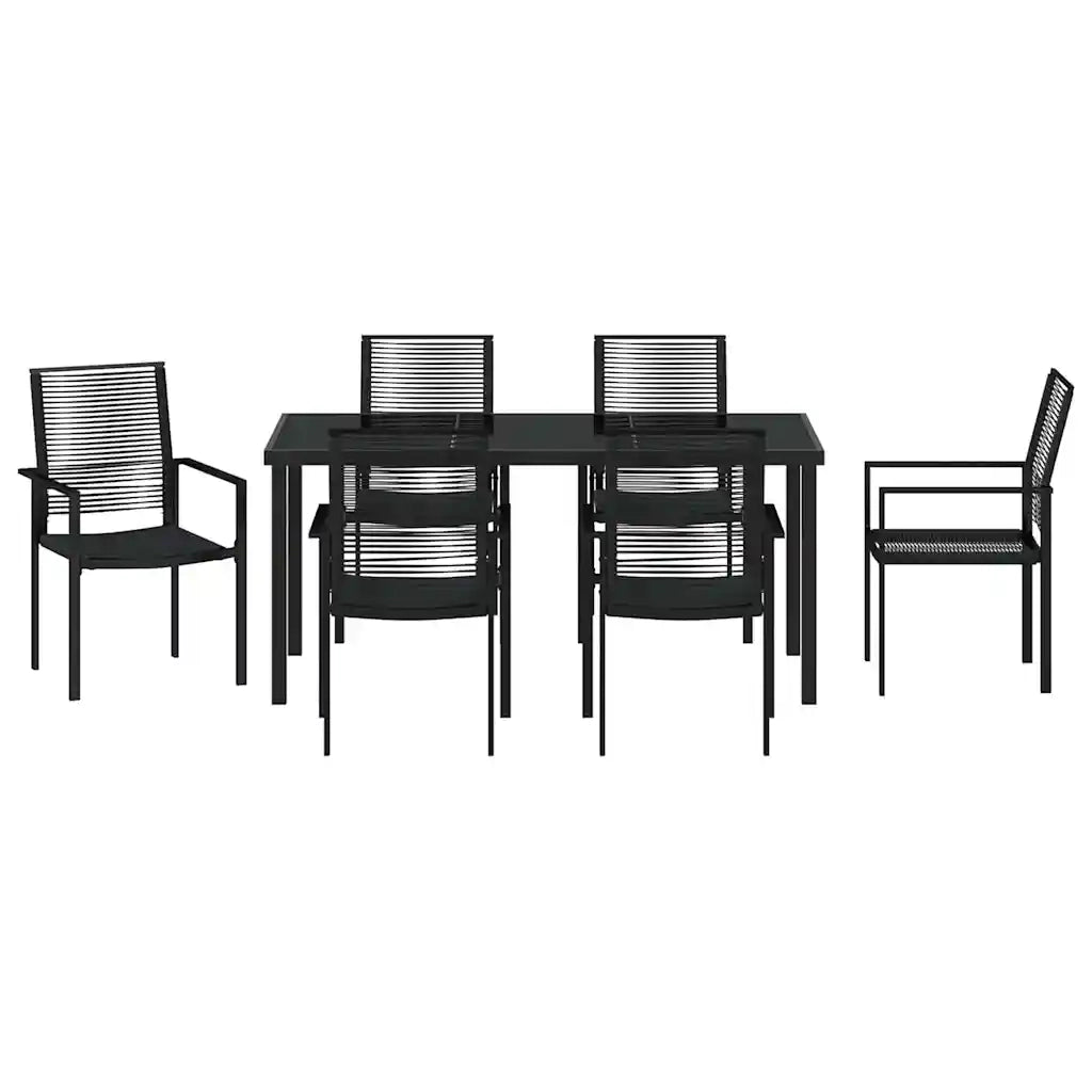 Set da Pranzo per Giardino 7 pcs Nero