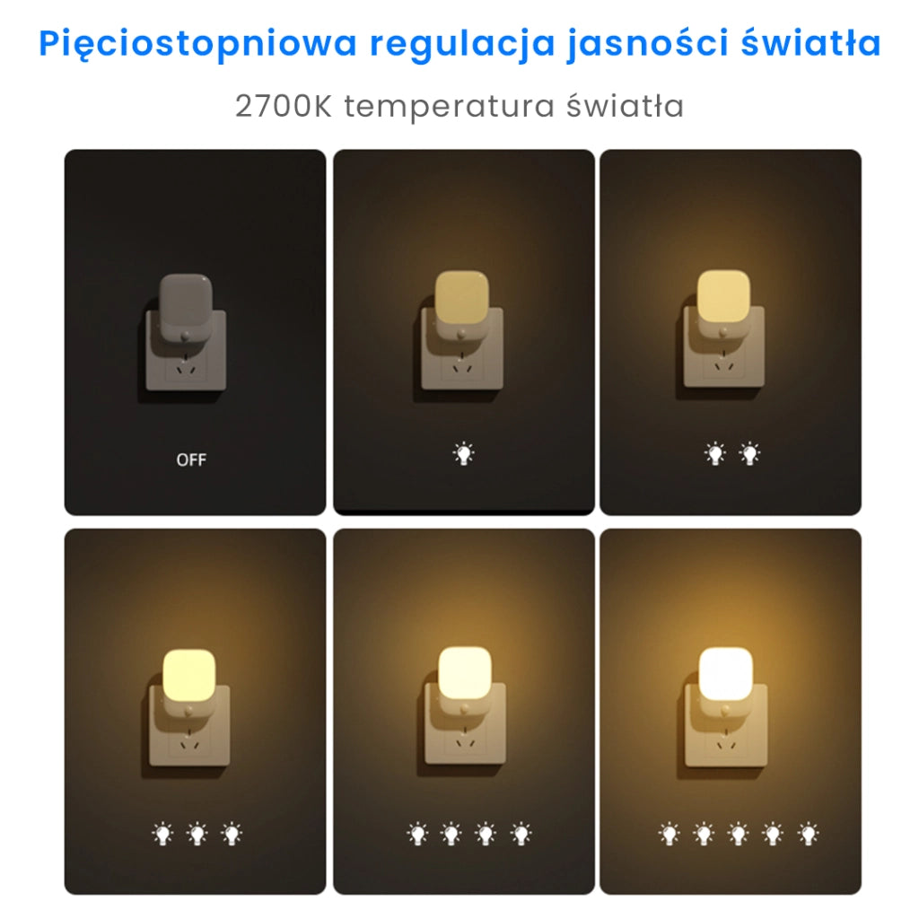 Lampada notte da presa con sensori dimmer LED 0,6W