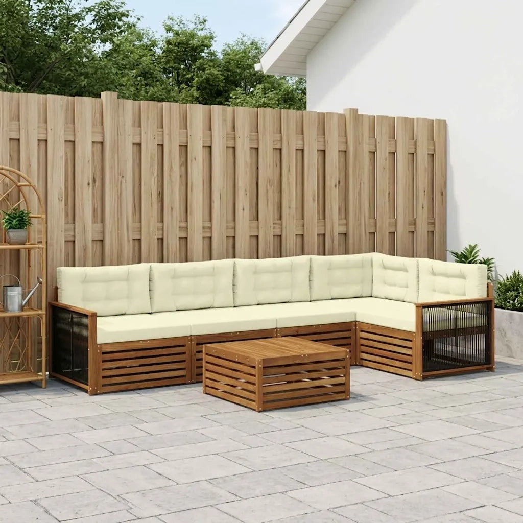 Set di divani da esterno con cuscino 6 pcs Naturale e Crema 3383383