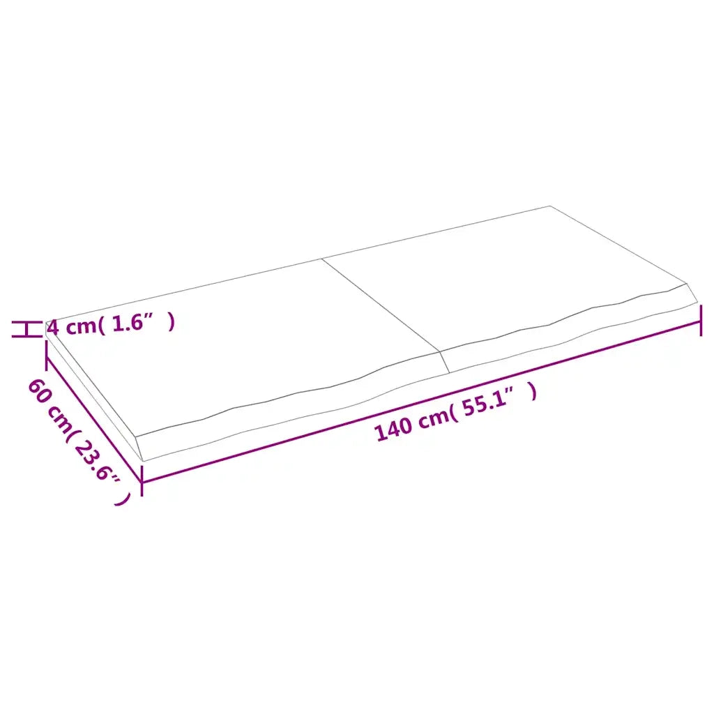 Piano Bagno Marrone Scuro 140x60x(2-4)cm Legno Trattato 3156247