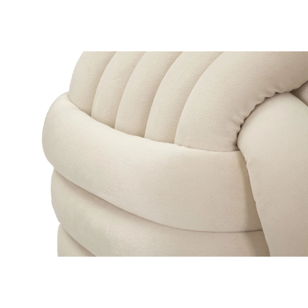 Pouf Gomitolo 3, Beige, Cotone, 45x45x45 cm
