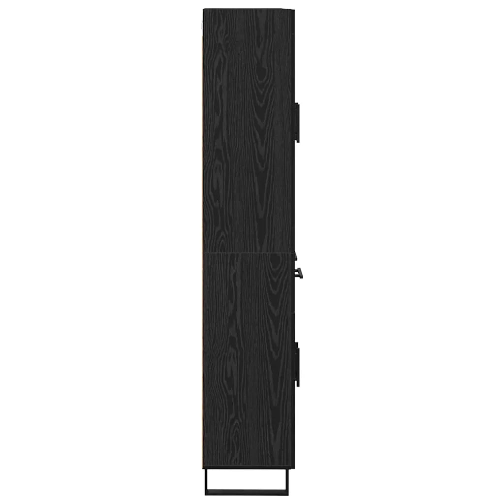 Credenza 2 pcs Rovere Nero Legno Stratificato e Vetro 3416089