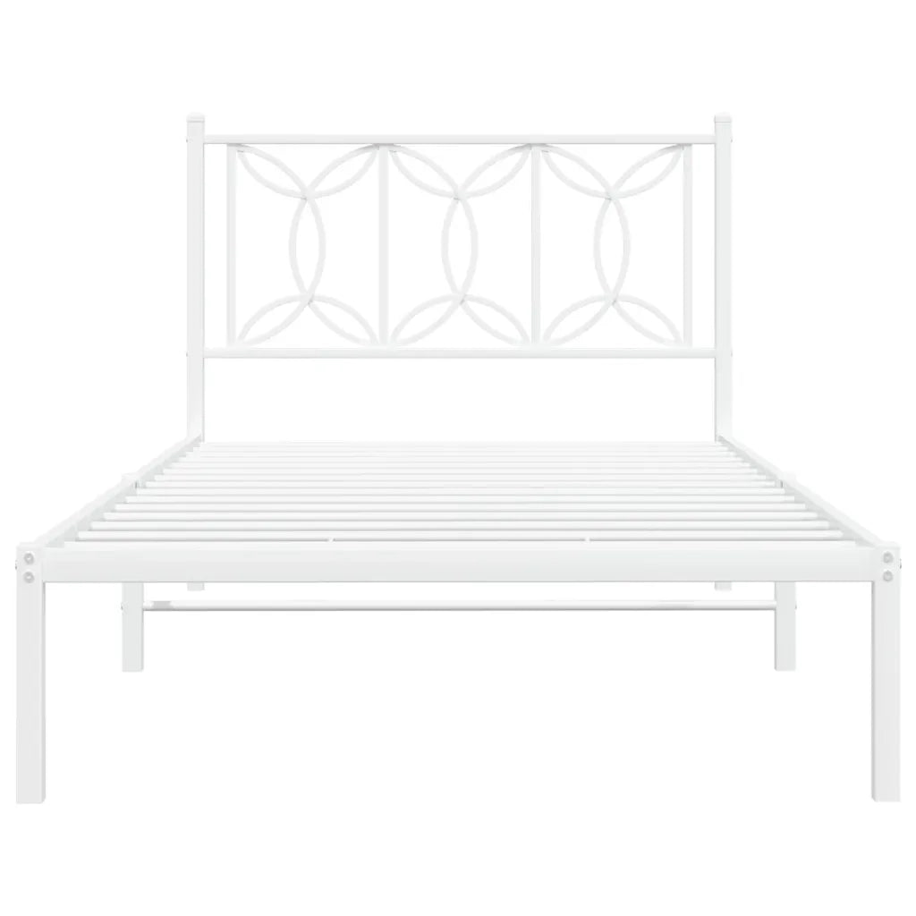 Giroletto con Testiera Metallo Bianco 100x190 cm 376171