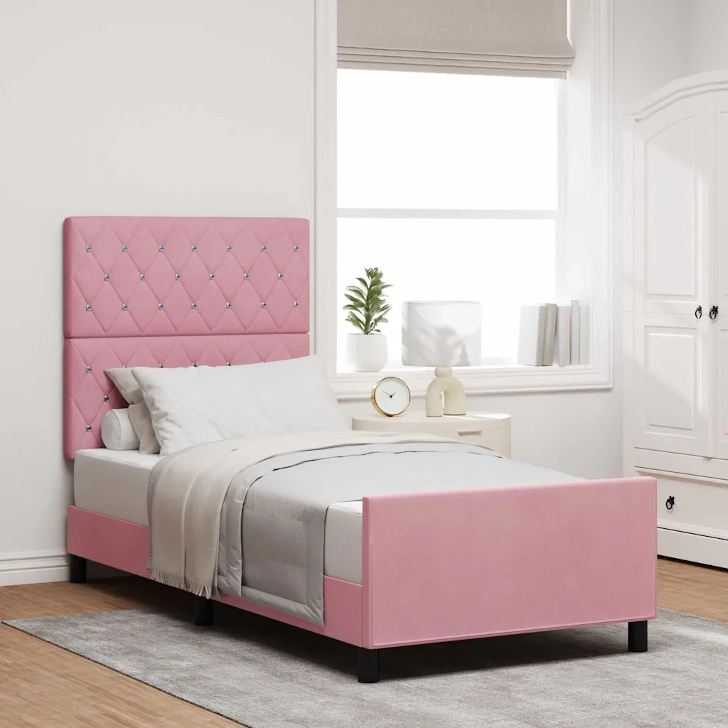 Letto a molle con testiera Rosa 90 x 200 cm Velluto