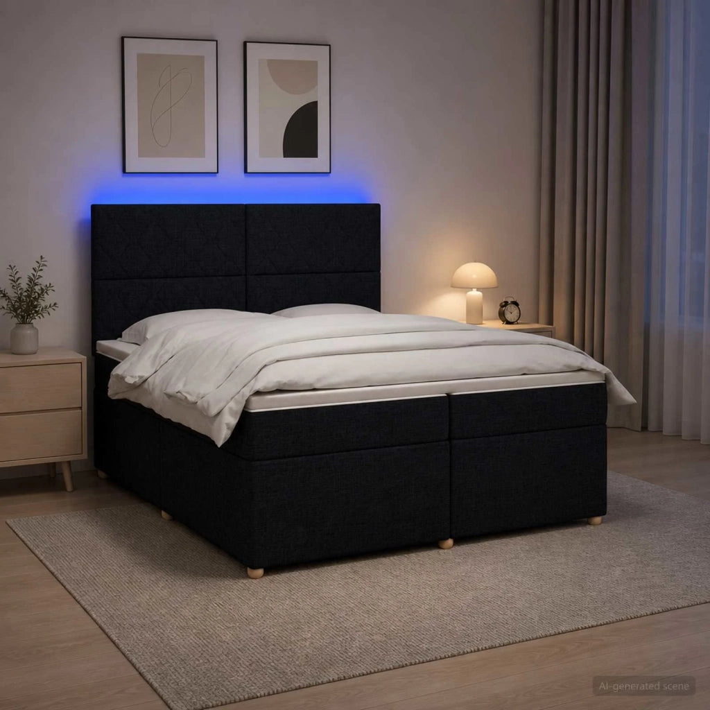 Letto box spring con materasso Nero 200 x 200 cm Tessuto 3455436