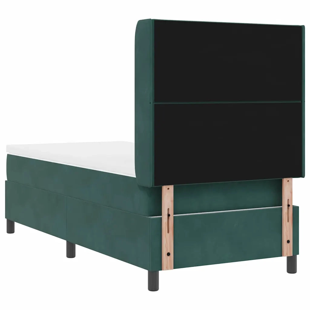 Letto a molle con strisce LED Verde Scuro 90 x 200 cm Velluto 3343907