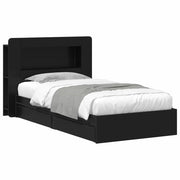 Letto singolo | Letto per adulti | Telaio del letto con storage con cassetto Nero 75 x 190 cm