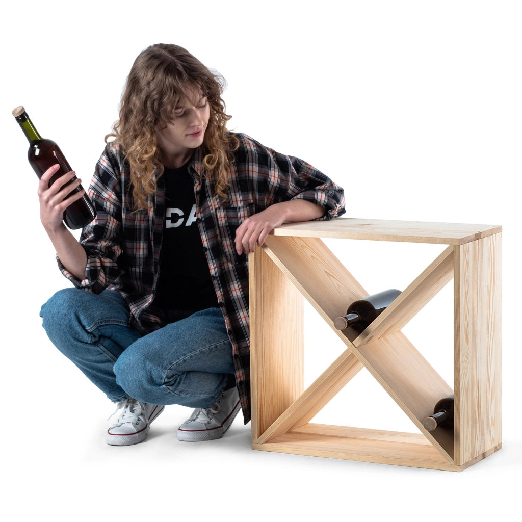 Portabottiglie in legno KADAX, capacità 24 bottiglie, mobiletto per alcolici, ripiano per soggiorno, 52 cm