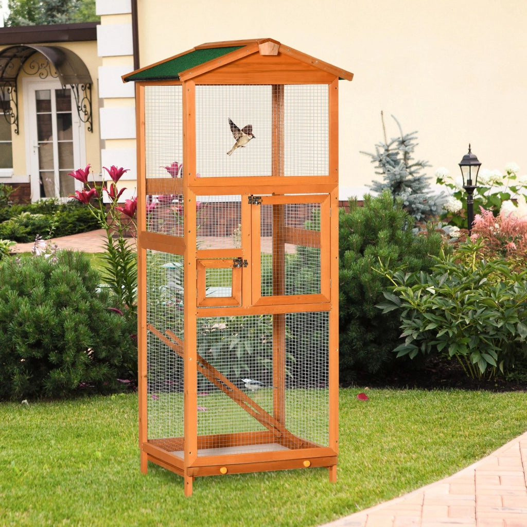Gabbia per Uccelli da Esterno ¨C Xylo ¨C Legno Arancione 165cm con 2 Porte