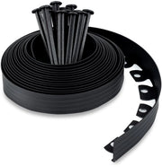 Gazonrand flexibile in plastica (10 m, nero) con 30 ancoraggi al suolo - Altezza 50 mm - Gazonrand invisibile in plastica riciclata - Facile da installare