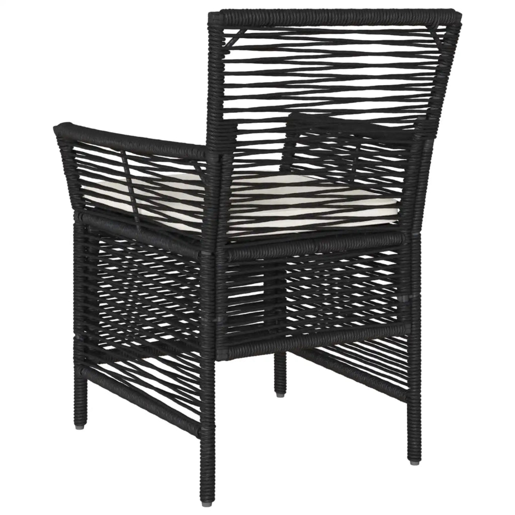 Sedia da giardino con cuscino 2 pz | Sedie da Esterno Nero e Crema polyrattan
