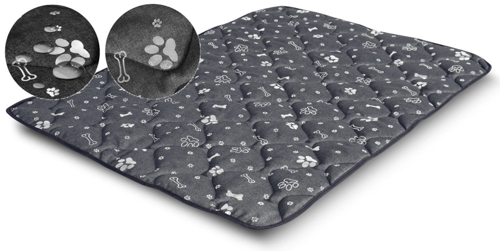 AIO FACTORY 80x60 cm Tappetino per cuccia per cani impermeabile Silver Bones