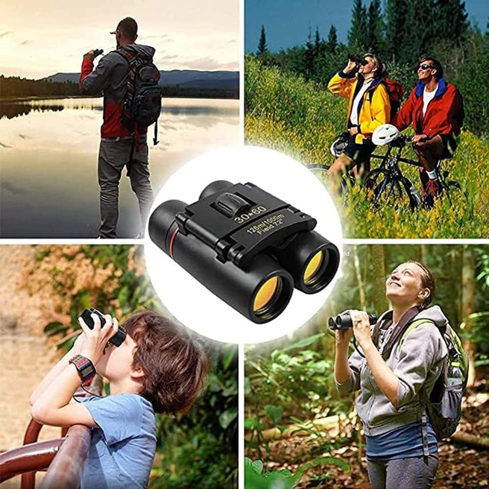 Trade Shop - Mini Binocolo Cannocchiale Zoom 30 X 60 Visione Diurna E Notturna Pieghevole -