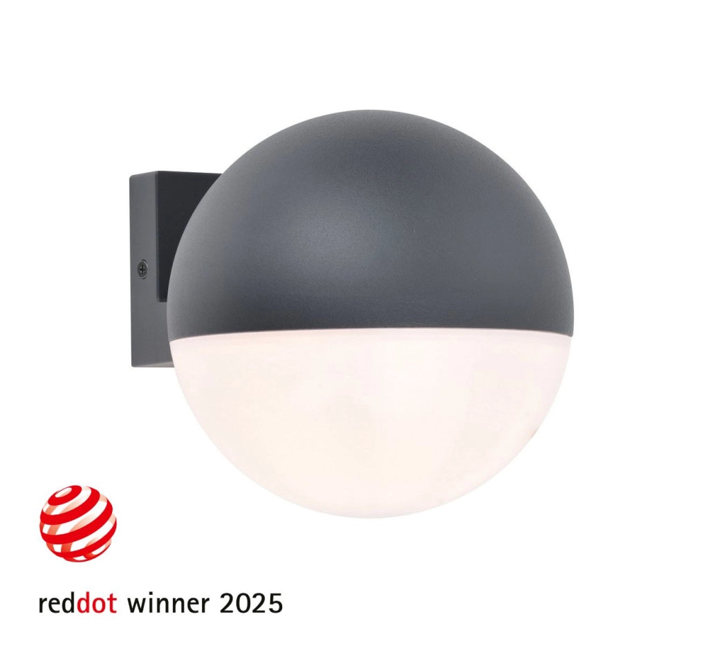 Applique esterna LOOMA grigio scuro sfera opale E27