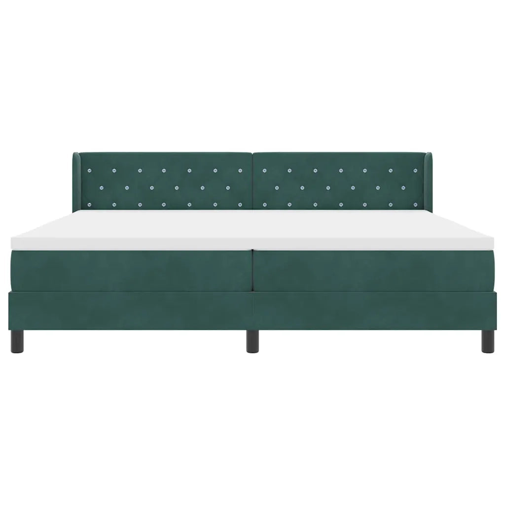 Letto a molle con materasso Verde Scuro 200 x 200 cm Poliestere