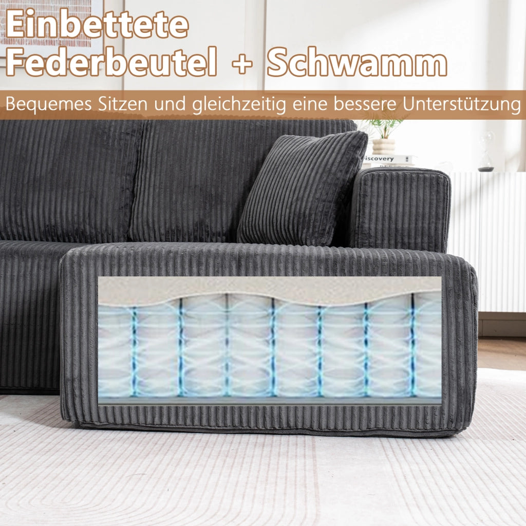 Divano Modulare U a 5 Posti in Tessuto con Chaise Longue ¨C Xylo ¨C Grigio Chiaro