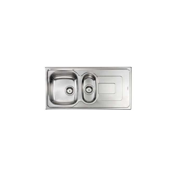 CM 011395.D1.01.2018 Pizzica Lavello da incasso 1 vasca e vaschetta con gocciolatoio sinistro Acciaio inox antigraffio AISI 304 18-10 Guarnizione premontata (100x50x16 cm) colore Inox