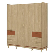 Armadio NOKI – 4 porte in rovere chiaro e moka – Stile scandinavo