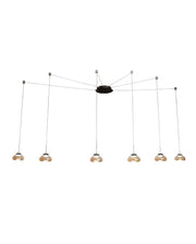 Lampadario a sospensione Arabella a Led in metallo e vetro soffiato ambra 3547-46-125 Fabas Luce