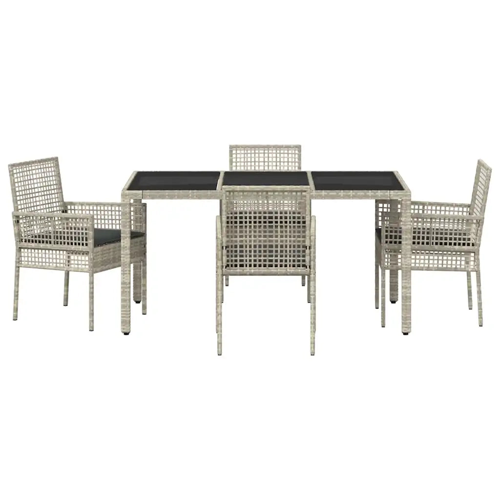 Set da Pranzo per Giardino 5 pcs Grigio chiaro polyrattan 3334897