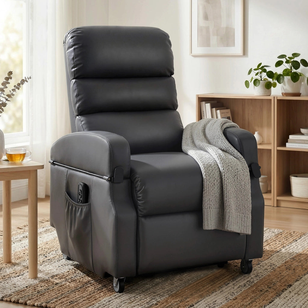 Poltrona Relax Elettrica con Alza Persona ¨C Zephmum ¨C Grigio Scuro
